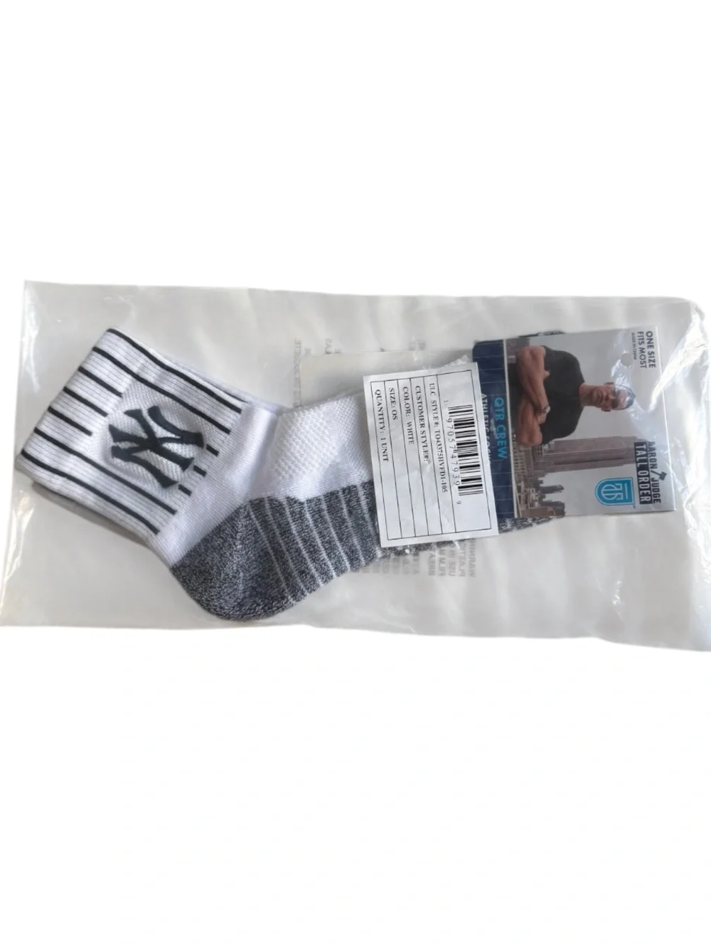 Men's Athletic Crew Socks - White & Gray with NY Logo